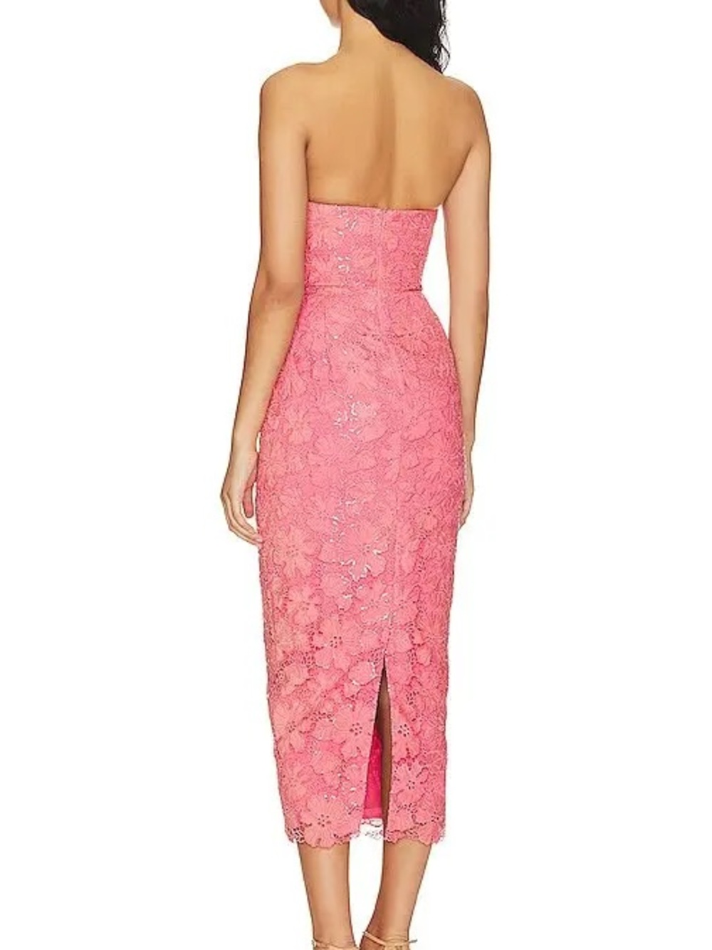 REVOLVE Sau Lee Strapless Pink Lace Midi Dress NWT US 4 Retail $495 - Picture 2 of 2